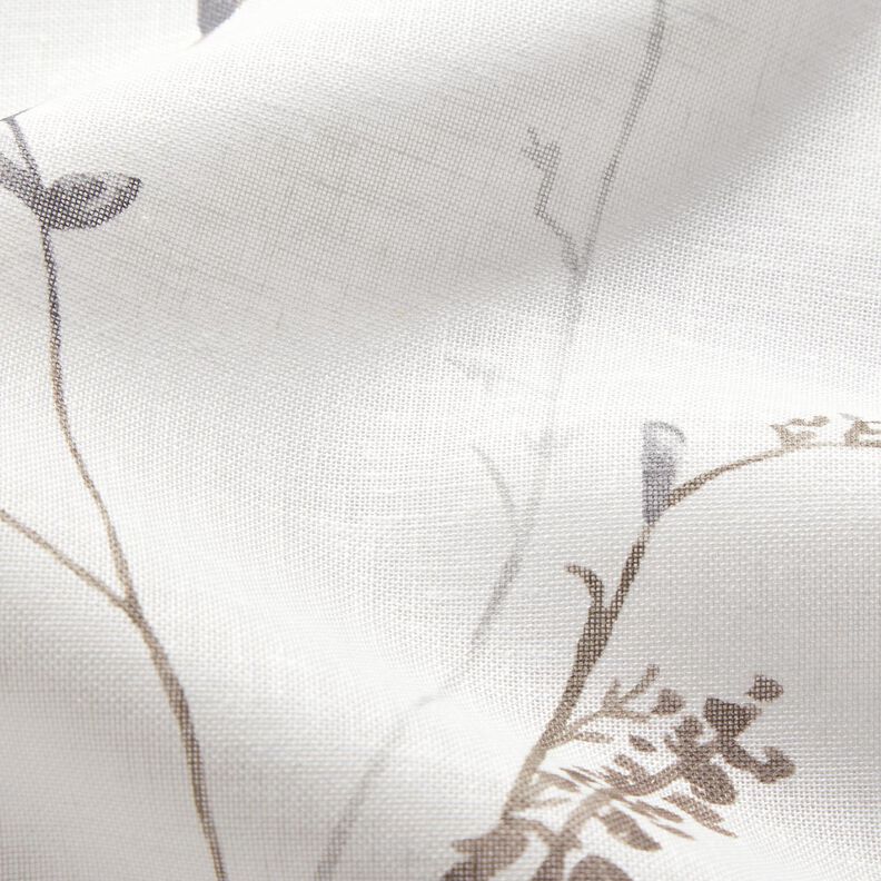 tessuto per tende a vetro voile delicati ramoscelli – bianco/grigio argento,  image number 5