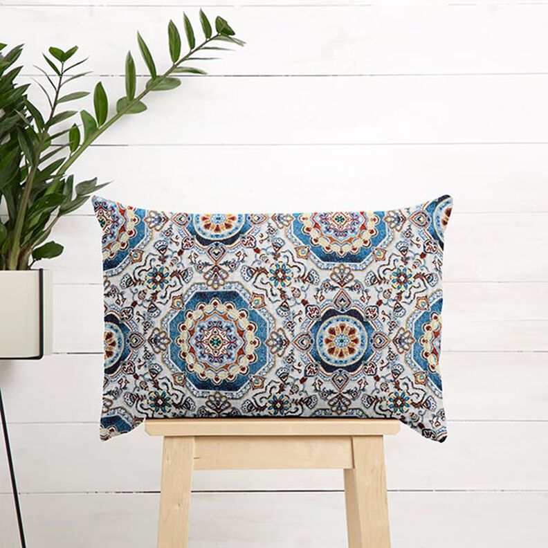 tessuto arredo gobelin Mandala orientale – blu/avorio, image number 6