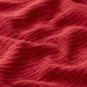 GOTS mussolina / tessuto doppio increspato | Tula – rosso Bordeaux, 