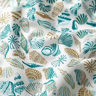 GOTS batista conchiglie | Tula – bianco lana/turchese chiaro, 