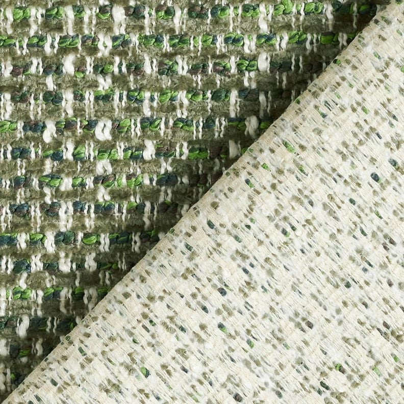 tessuto da tappezzeria Aspetto bouclé colorato – pino scuro/crema,  image number 3