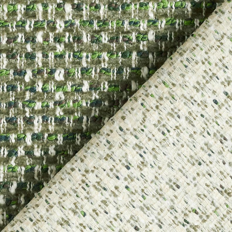 tessuto da tappezzeria Aspetto bouclé colorato – pino scuro/crema, image number 3