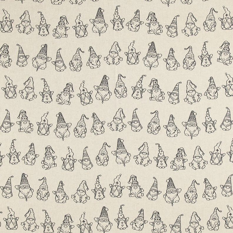 tessuto arredo mezzo panama Gnomi festivi – naturale/nero,  image number 1