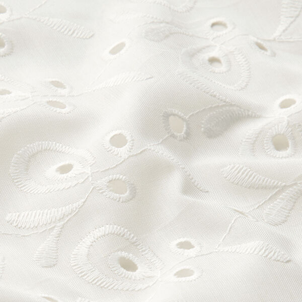 tessuto in cotone, ricami a giorno, tralci – bianco, image number 2