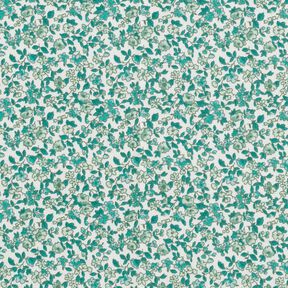 tessuto in cotone cretonne Numerosi fiori – petrolio/bianco, 
