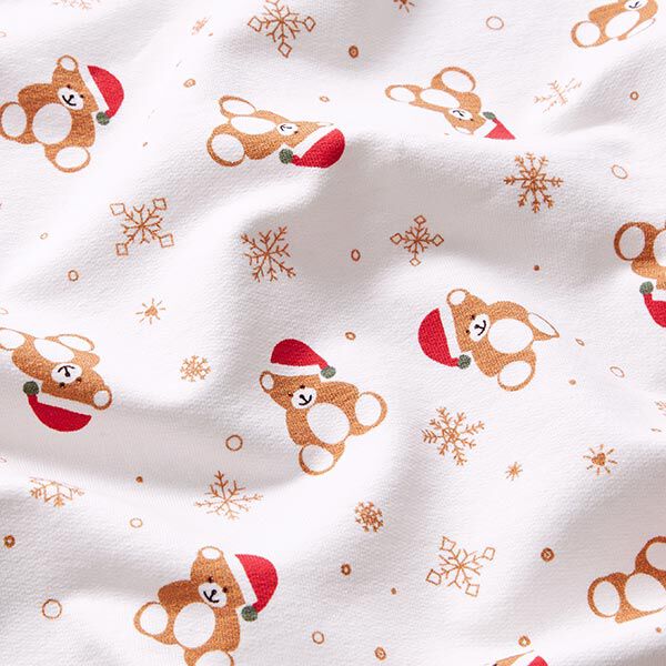 taglio di tessuto French terry, felpa estiva Orsacchiotto di Natale – bianco lana/rosso, image number 9
