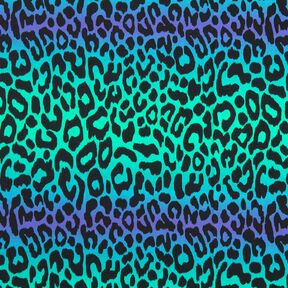 French terry, felpa estiva Leopardo a colore sfumato stampa digitale – lilla bluastro/turchese, 