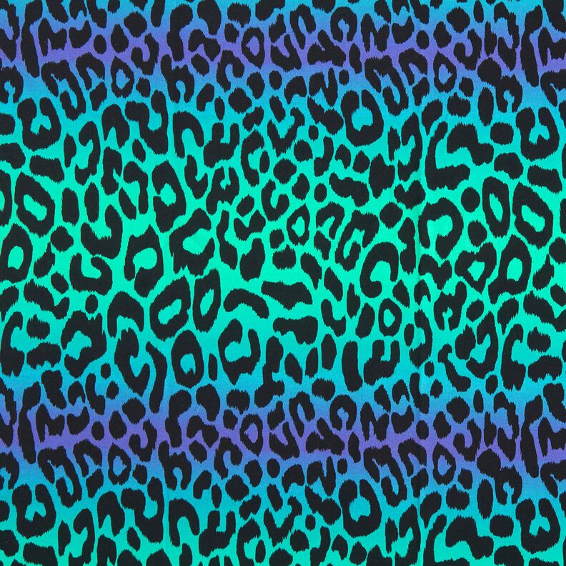 French terry, felpa estiva Leopardo a colore sfumato stampa digitale – lilla bluastro/turchese,  image number 1