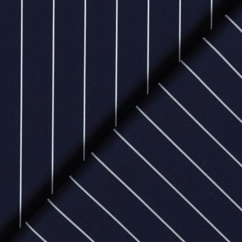 Tessuto per pantalone gessato elasticizzato – blu notte/bianco,  image number 4