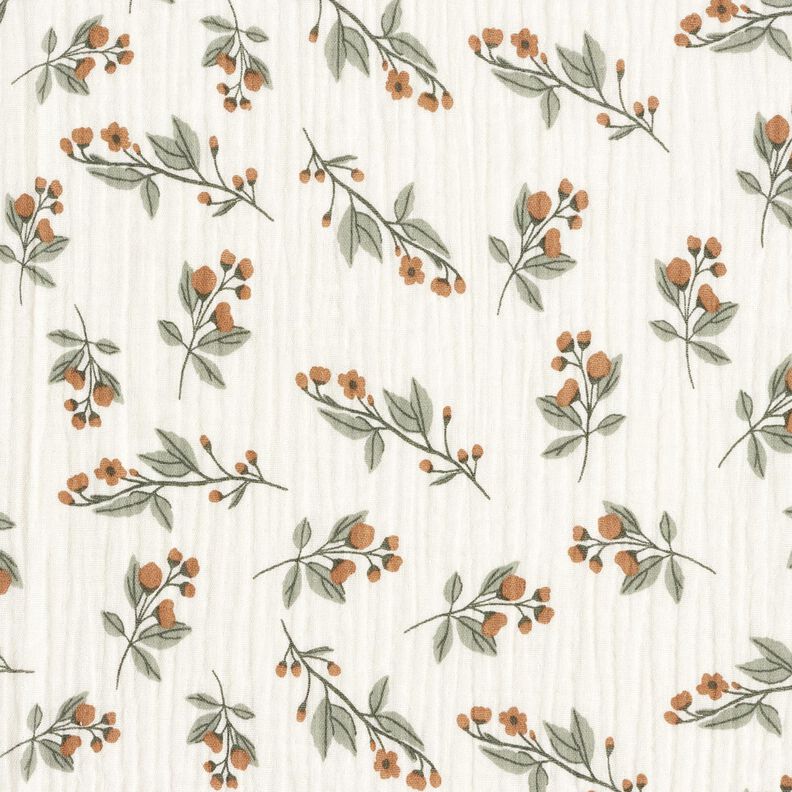 mussolina / tessuto doppio increspato Rami in fiore | by Poppy – bianco lana,  image number 1