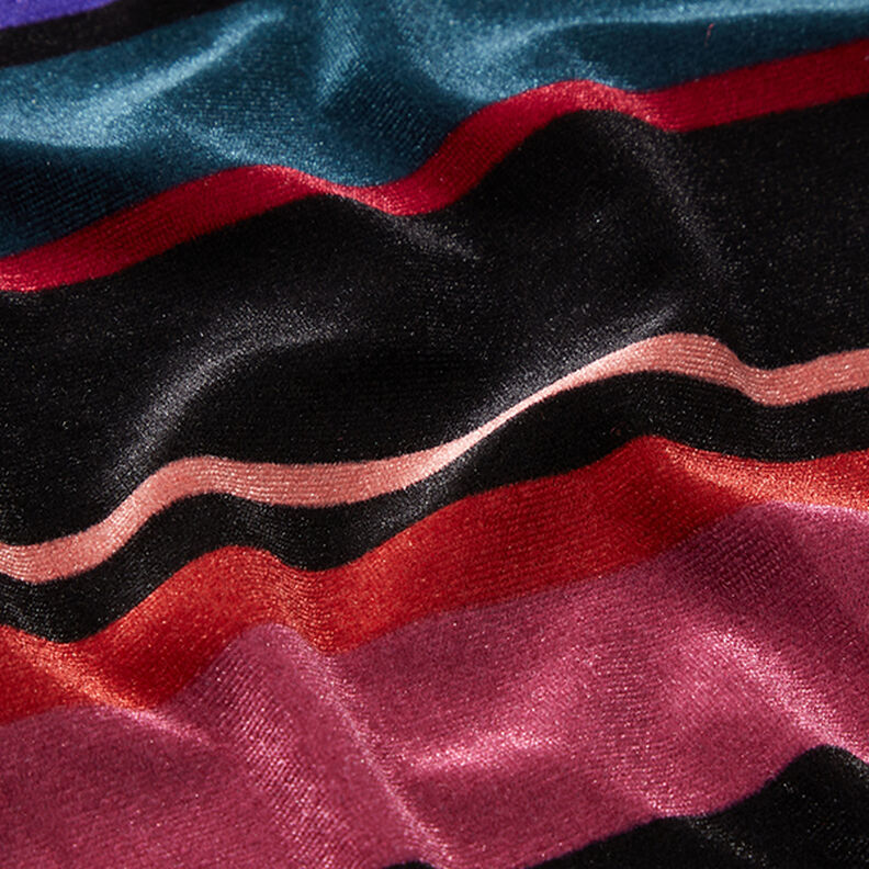 Velluto elasticizzato con righe a blocchi – nero,  image number 2