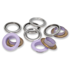 Occhielli con rondelle [15 pezzi | Ø 14 mm] | Prym – lillà/argento effetto metallizzato, 