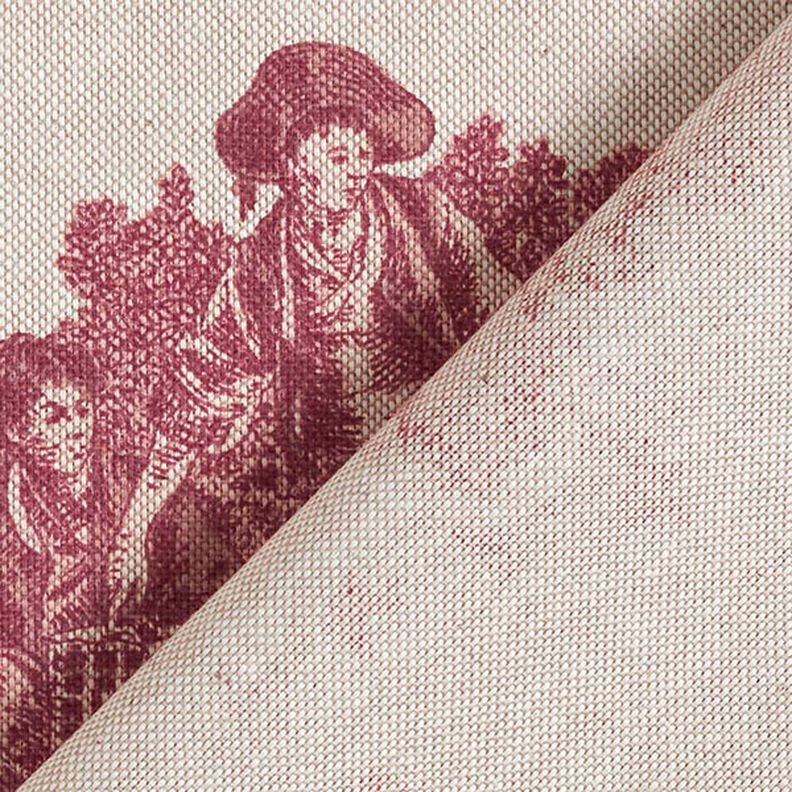 tessuto arredo mezzo panama Picnic di pastore – rosso Bordeaux/naturale,  image number 4