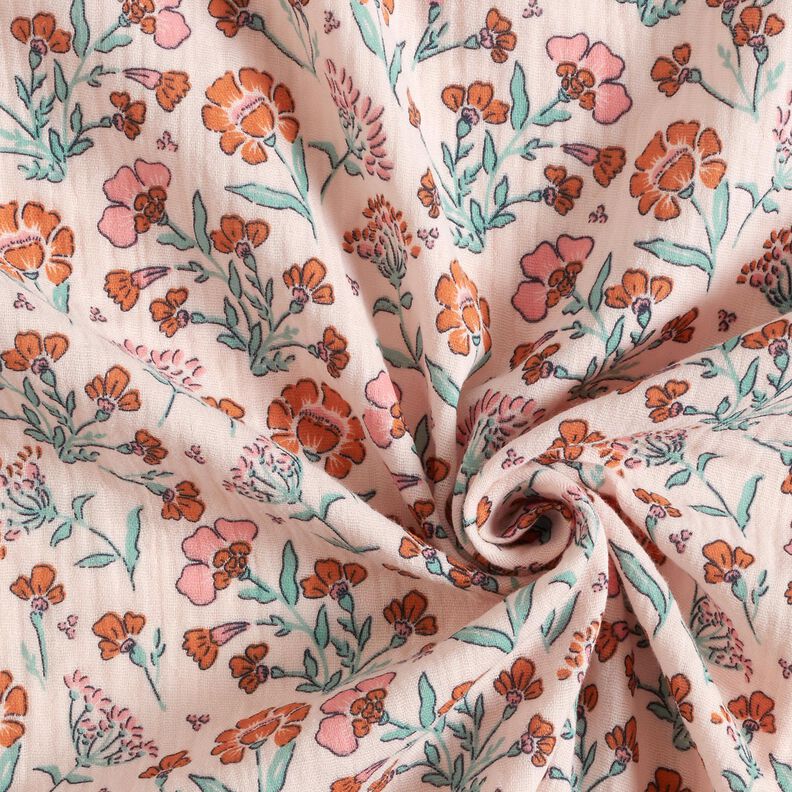 mussolina / tessuto doppio increspato Prato fiorito | Poppy Fabrics – rosé,  image number 3
