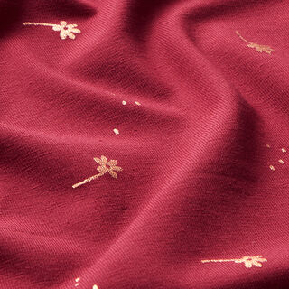 jersey di cotone fiori stampa laminata – rosso Bordeaux/rame | Resto 50cm, 