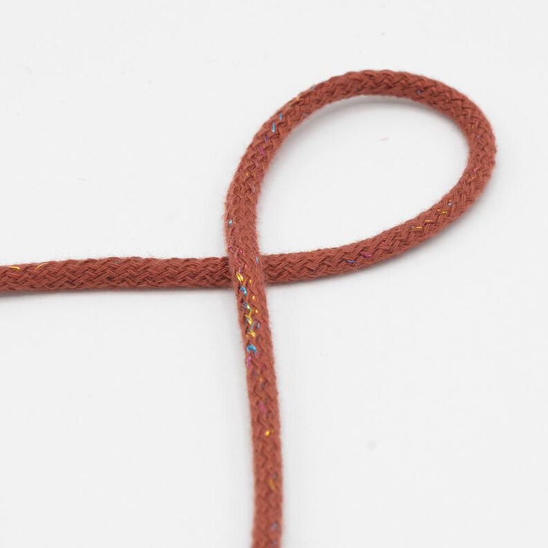 Cordoncino in cotone lurex [Ø 5 mm] – terracotta,  image number 1