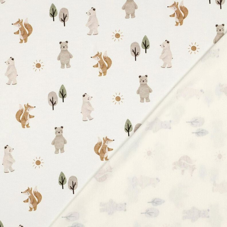 jersey di cotone animali nella foresta stampa digitale | Poppy Fabrics – avorio/anemone,  image number 4