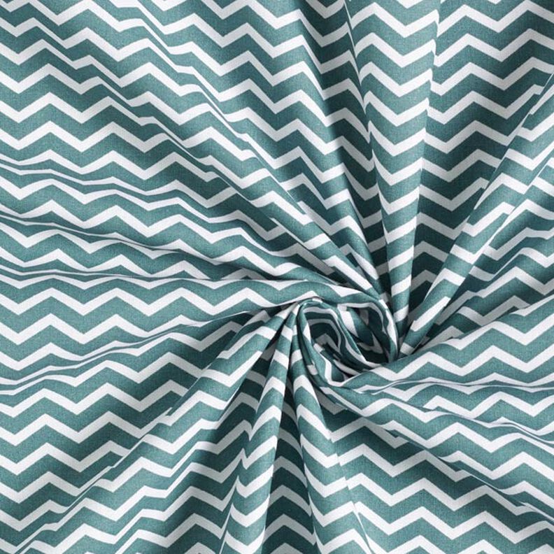 tessuto in cotone cretonne zig zag – verde scuro/bianco,  image number 4