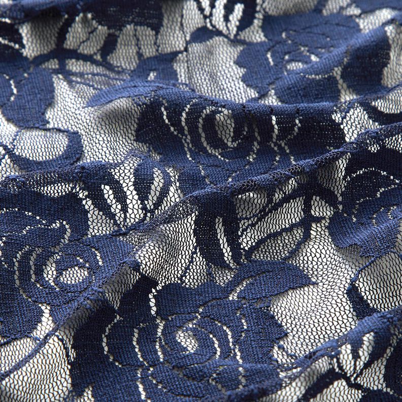 morbido tessuto a rete pizzo Rose – blu marino,  image number 2