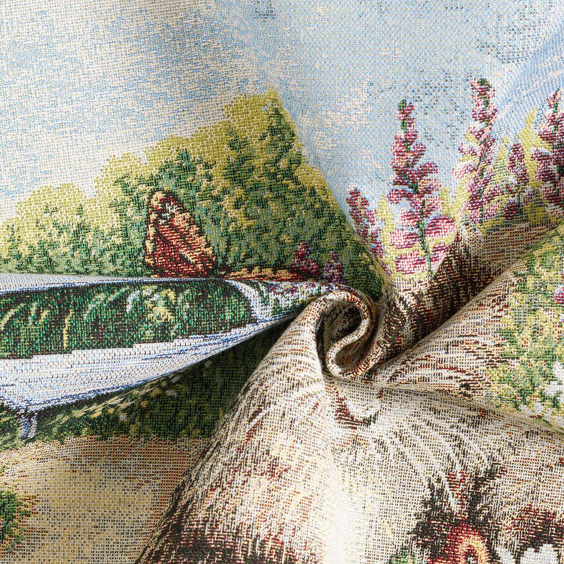 taglio di tessuto arredo gobelin Gattini giocosi – rosso carminio/beige chiaro,  image number 3