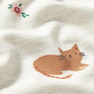 jersey di cotone gatti e fiorellini – naturale/grigio chiaro, 