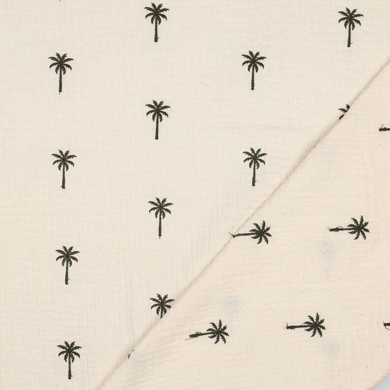 mussolina / tessuto doppio increspato Palme ricamate  | Poppy Fabrics – bianco lana/verde oliva,  image number 4