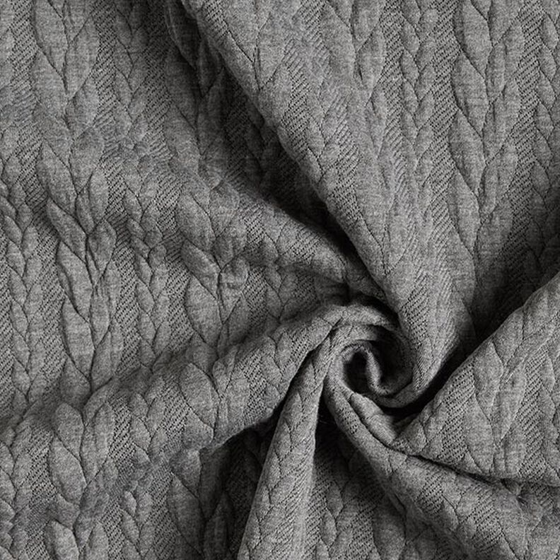 Jersey jacquard, cloqué, motivi a treccia – grigio chiaro,  image number 3