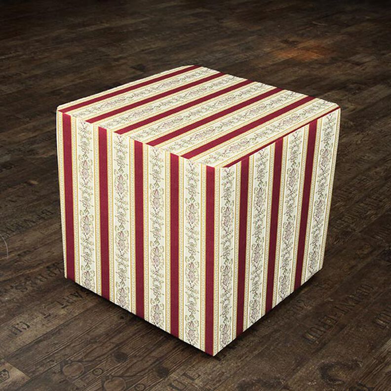 tessuto per arredi, jacquard, righe in stile Biedermeier – crema/rosso,  image number 6