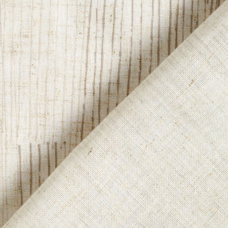 tessuto per tende a vetro misto lino Righe irregolari – beige scuro/naturale, image number 4
