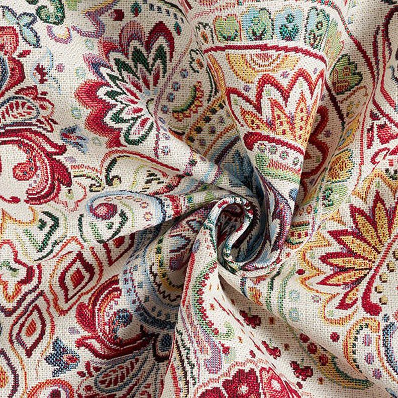 tessuto arredo gobelin paisley colorato – bianco lana,  image number 3
