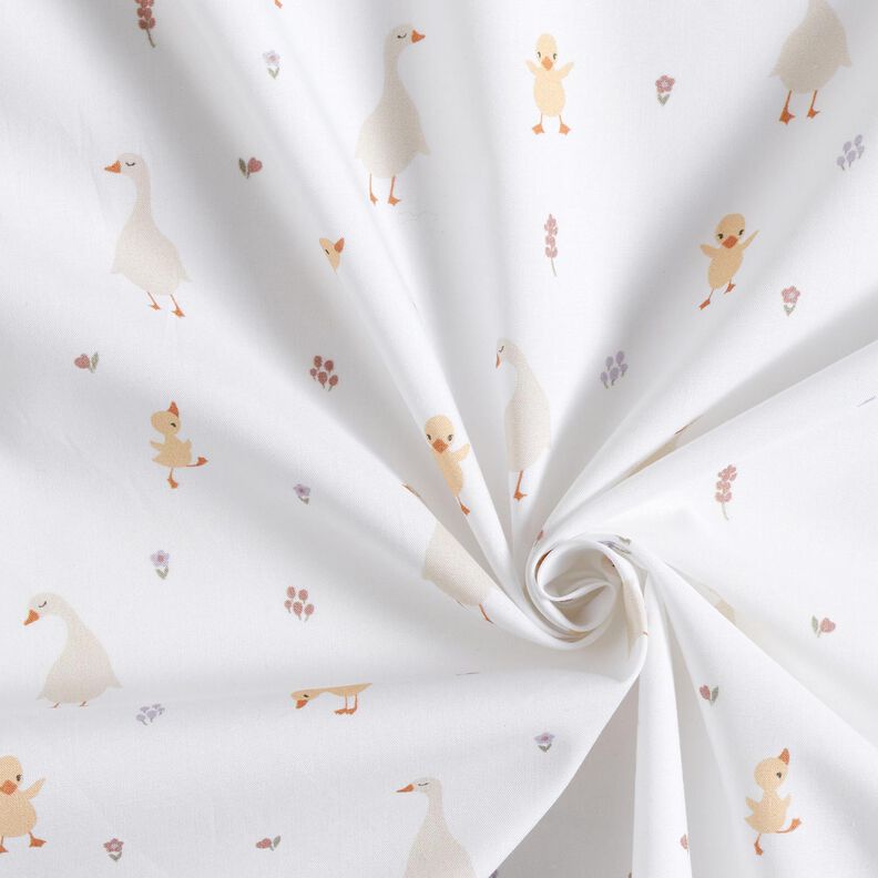 GOTS popeline di cotone Simpatiche oche e pulcini | Poppy Fabrics – bianco,  image number 3
