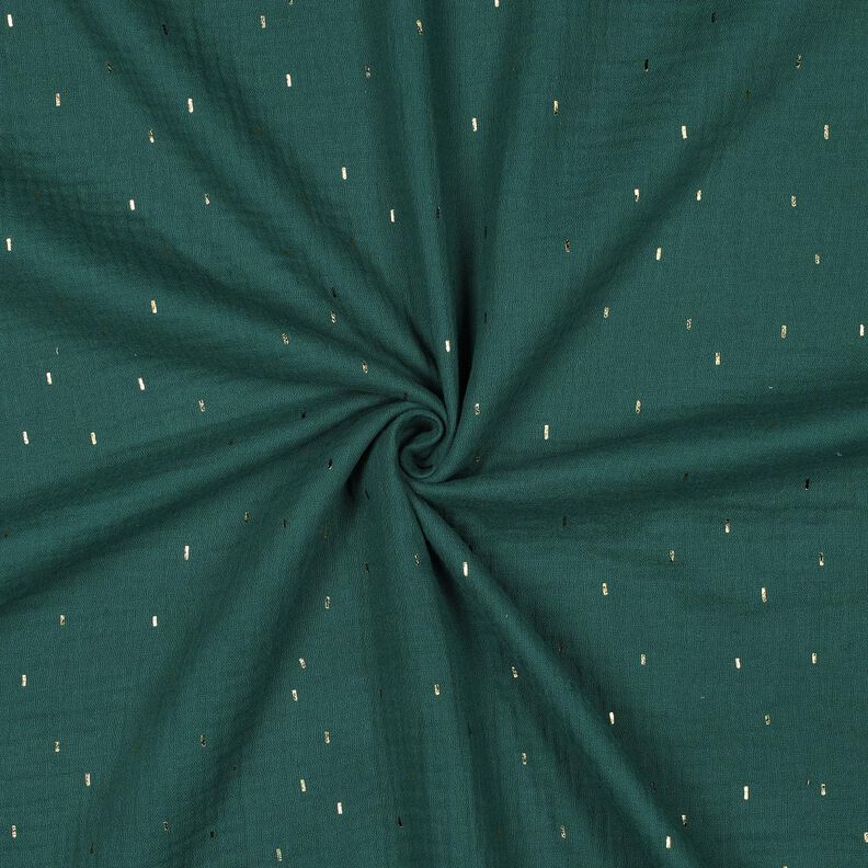 mussolina / tessuto doppio increspato rettangolo stampa laminata | Poppy Fabrics – abete blu/oro,  image number 3