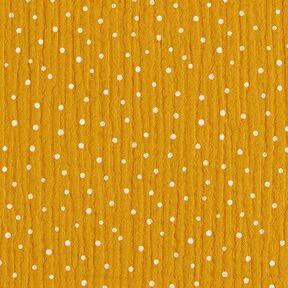 mussolina / tessuto doppio increspato piccoli pois – giallo curry/bianco, 