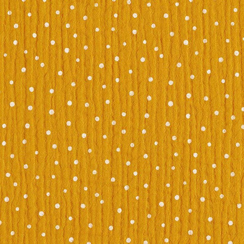 mussolina / tessuto doppio increspato piccoli pois – giallo curry/bianco,  image number 1