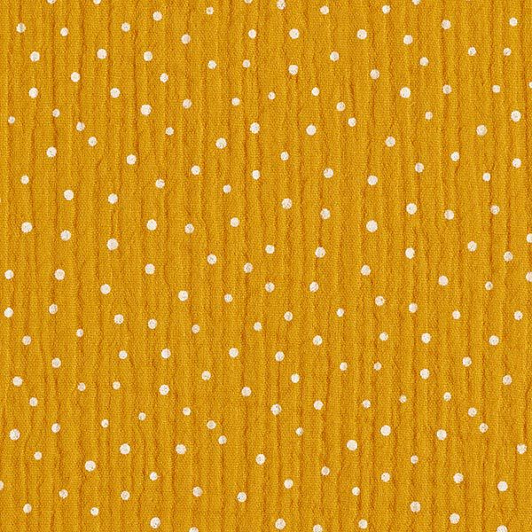 mussolina / tessuto doppio increspato piccoli pois – giallo curry/bianco,  image number 1