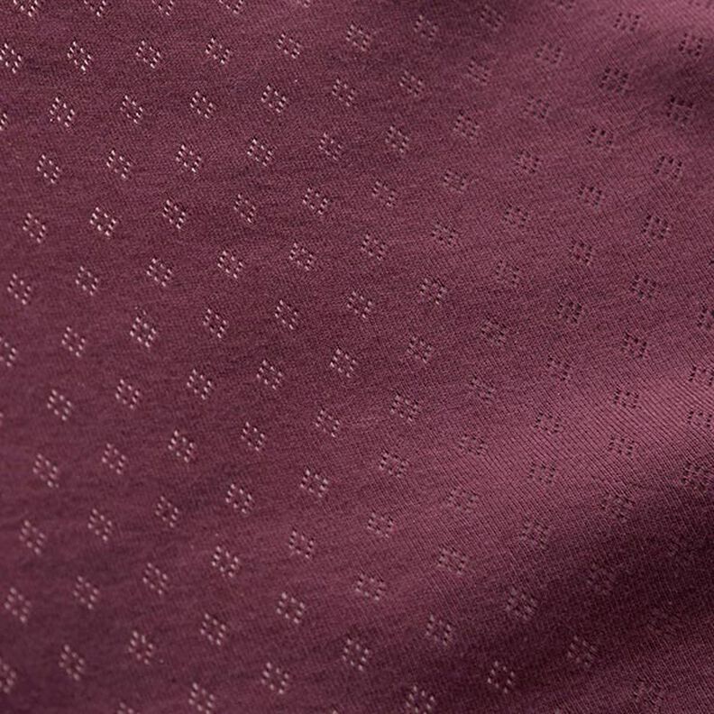 jersey maglia fine con motivi traforati – melanzana,  image number 3
