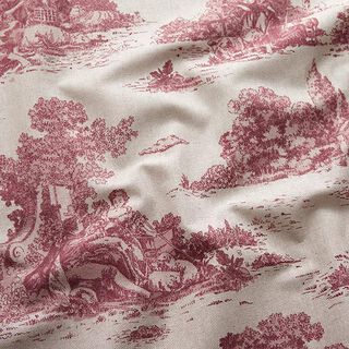 tessuto arredo mezzo panama Picnic di pastore – rosso Bordeaux/naturale, 