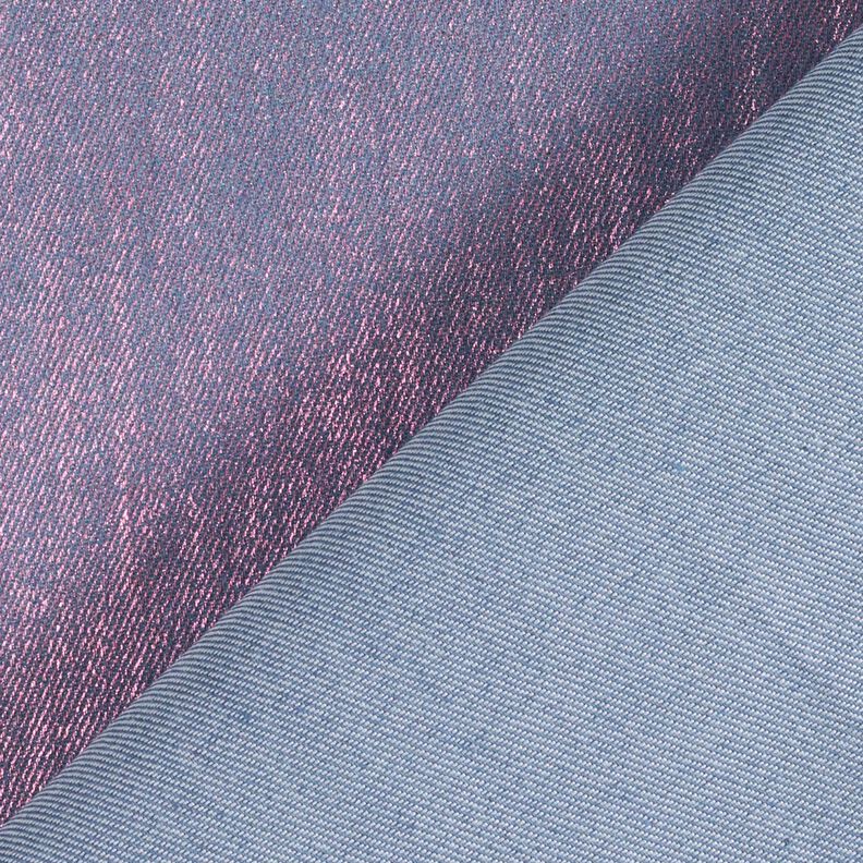 Denim elasticizzato Metallic – grigio blu/rosa fucsia acceso,  image number 4