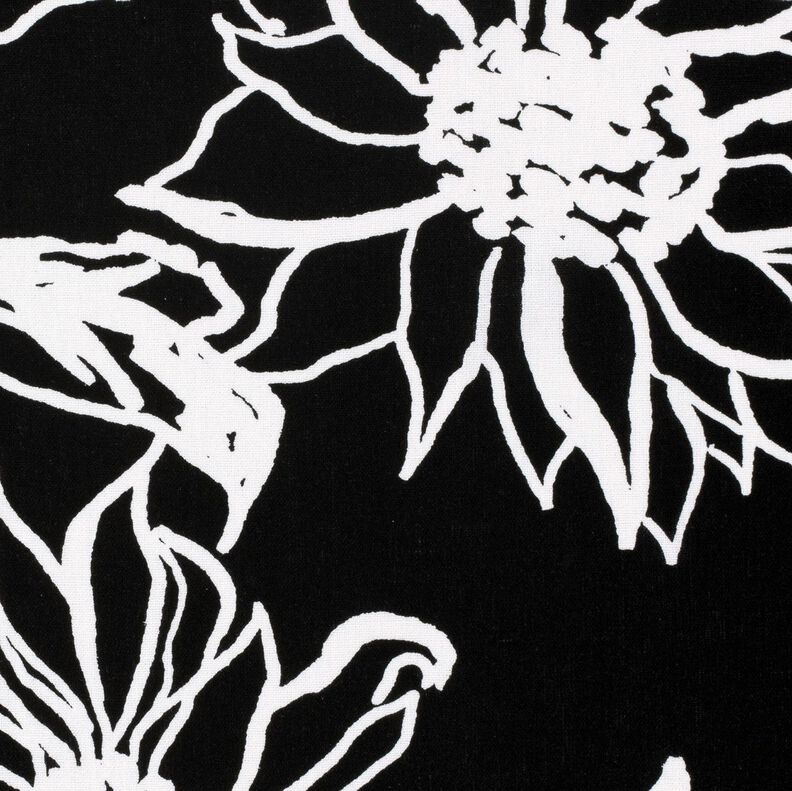 misto lino viscosa Girasoli astratti – nero/bianco,  image number 5