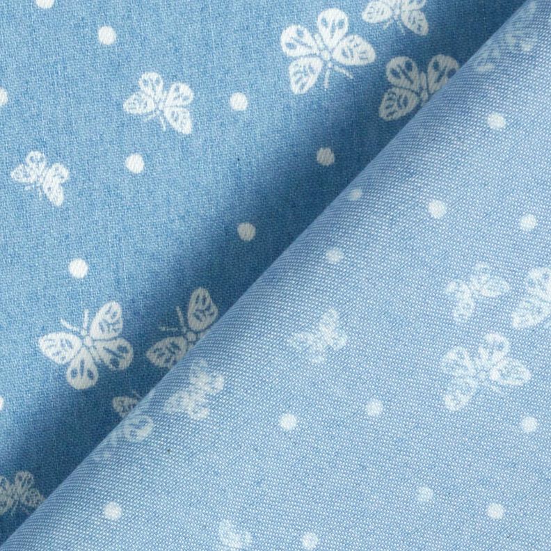 chambray Pois e farfalle – azzurro/bianco lana,  image number 4