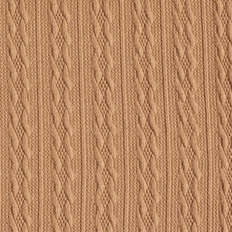 tessuto in maglia Motivo a treccia – marrone capriolo, image number 1
