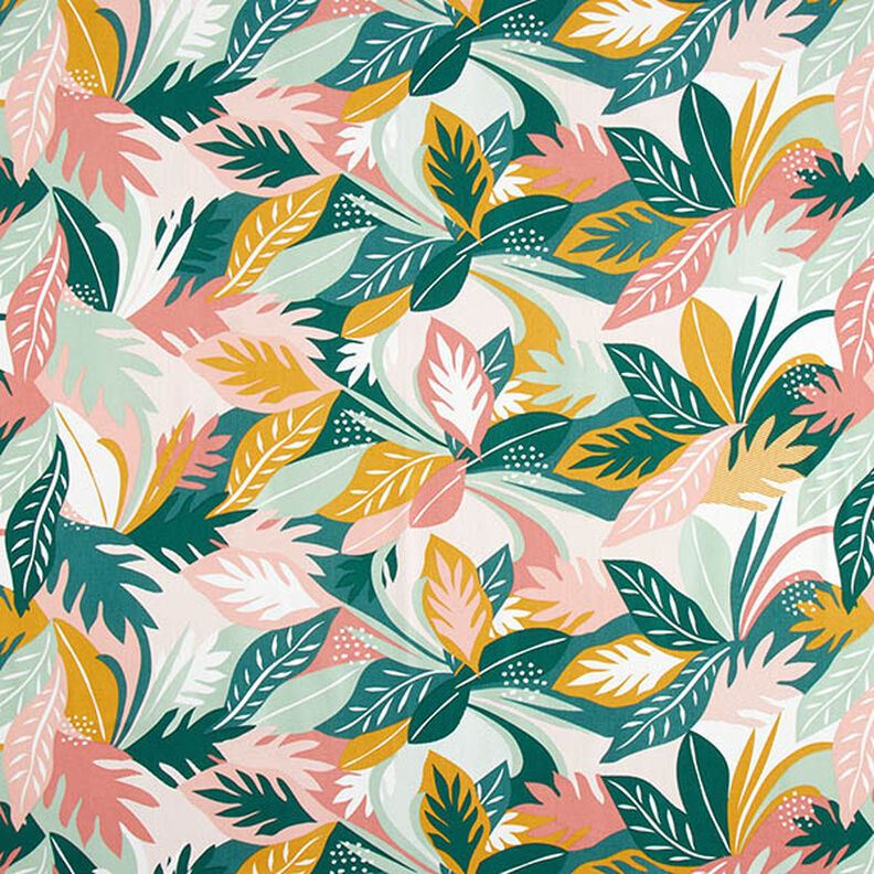 tessuto arredo tessuto spinato in cotone foglie disegnate – rosa/verde scuro,  image number 1