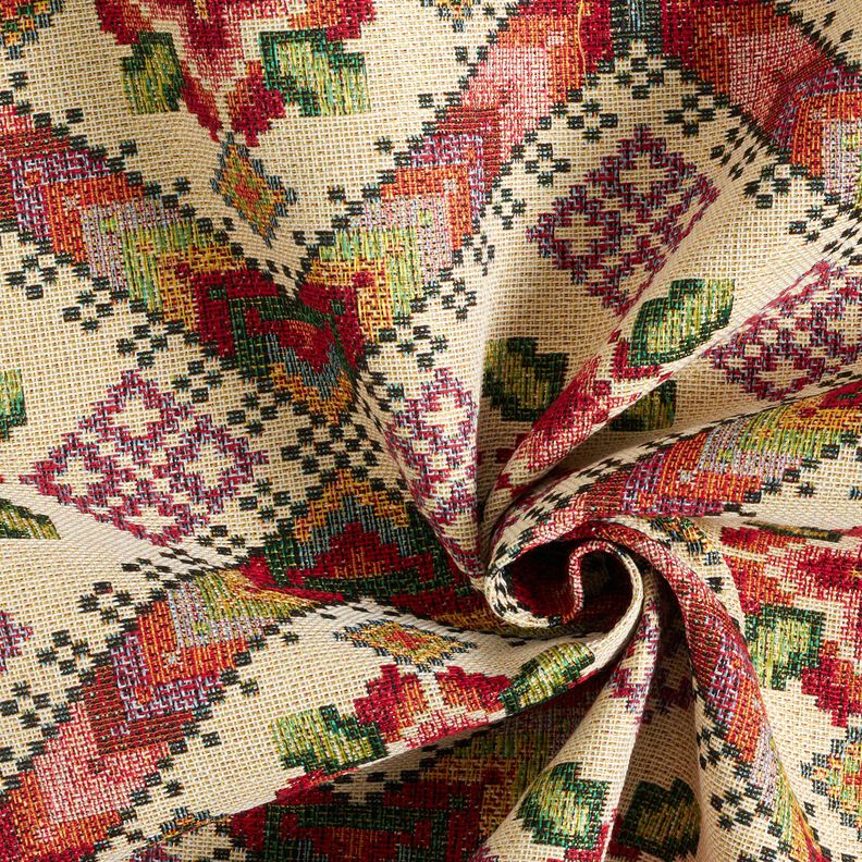 tessuto arredo gobelin Punto croce – beige chiaro/rosso carminio, image number 3