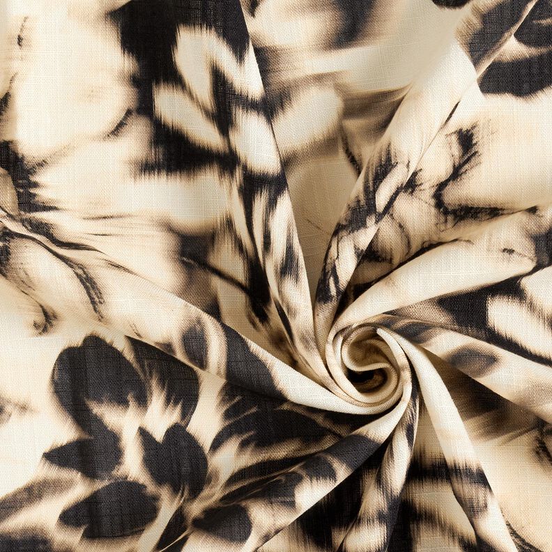 misto lino viscosa Fiori sfocati in stampa digitale – beige chiaro/nero,  image number 3