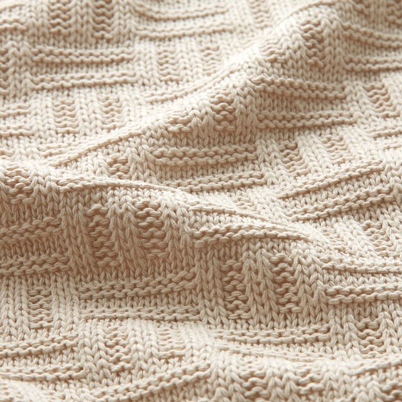 tessuto in maglia Motivo a coste spezzate – beige chiaro,  image number 2