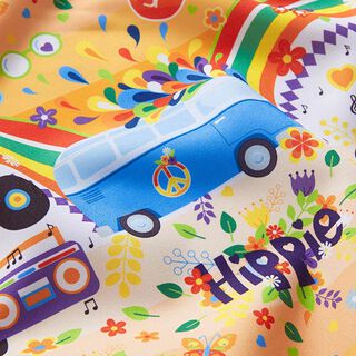 tessuto di Carnevale, motivi hippie – nero, 
