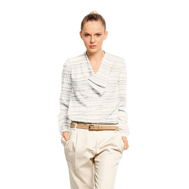 Tessuto per camicette con righe irregolari &ndash; bianco,  image number 5