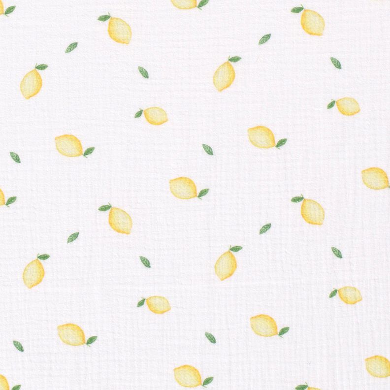 mussolina / tessuto doppio increspato Limoni all'acquerello stampa digitale – bianco,  image number 1