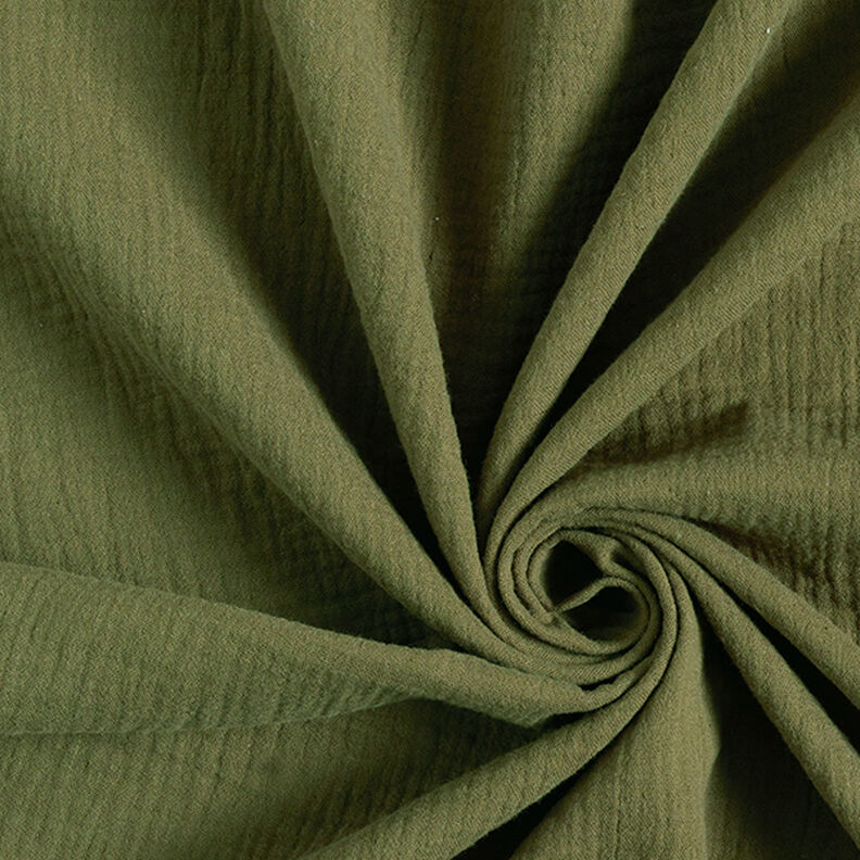 mussolina / tessuto doppio increspato – verde oliva,  image number 1
