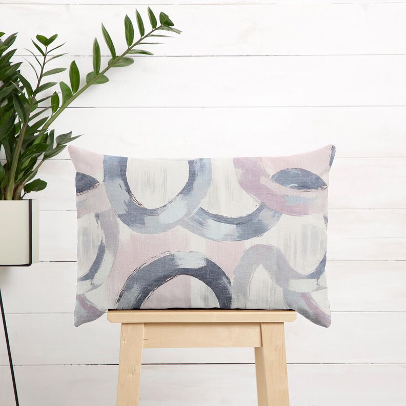 tessuto arredo mezzo panama Anelli astratti &ndash; lill&agrave; pastello/blu,  image number 7